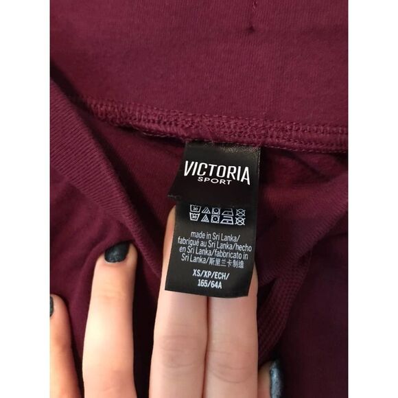 Victoria Sport Burgundy Jogger Sweatpants‎ Lounge Drawstring Athletic Logo XS - Picture 4 of 5
